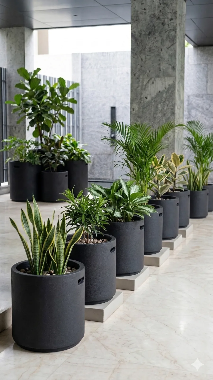 Cylinder Planter — Medium Planters cast stone by Artemis