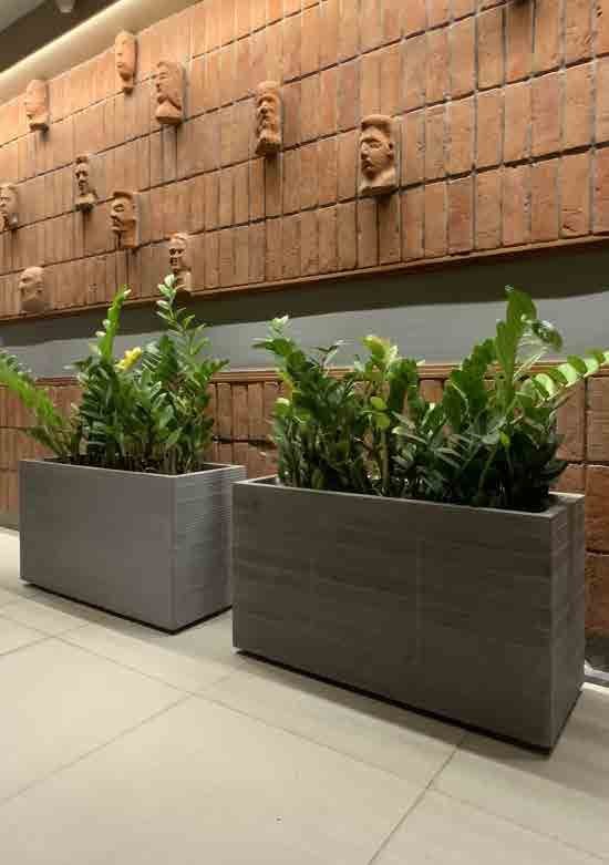 The Grooved Planter — cast stone textured